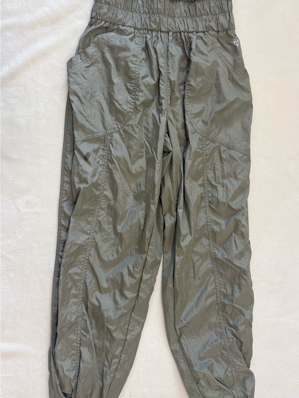 Free people women Olive Green Elastic-Waist Track Joggers